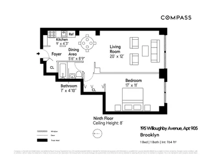 $550,000 | 195 Willoughby Avenue, Unit 905 | Clinton Hill