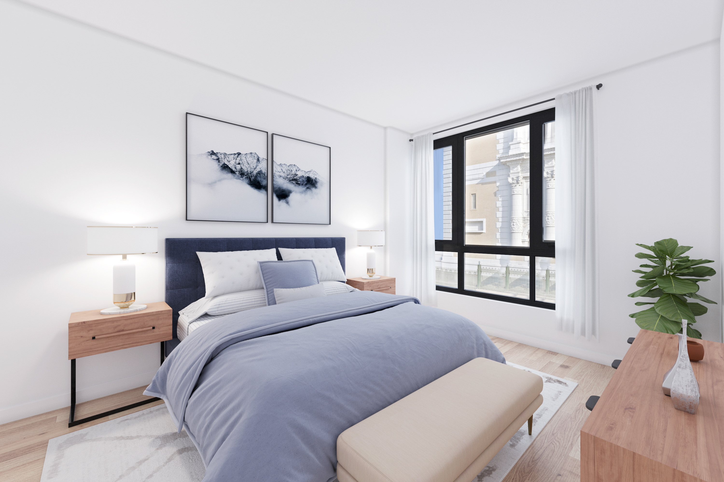 328 Central Avenue, Unit 2A Brooklyn, NY 11221 - Photo 4 of 7 a bedroom with a bed and a painting on the wall