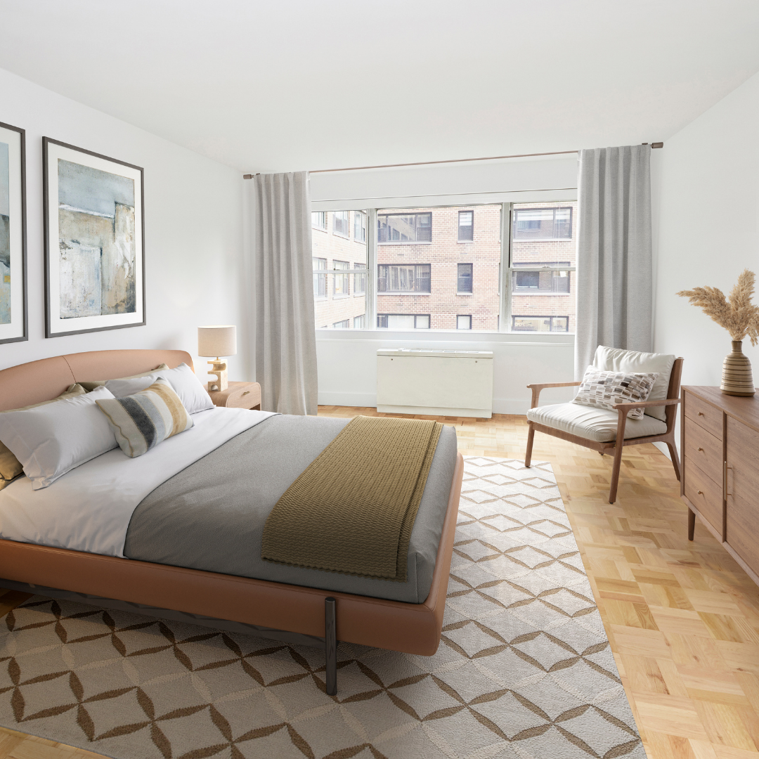 340 East 64th Street, Unit 5B Manhattan, NY 10065 - Photo 3 of 19 a spacious bedroom with a bed and a large window