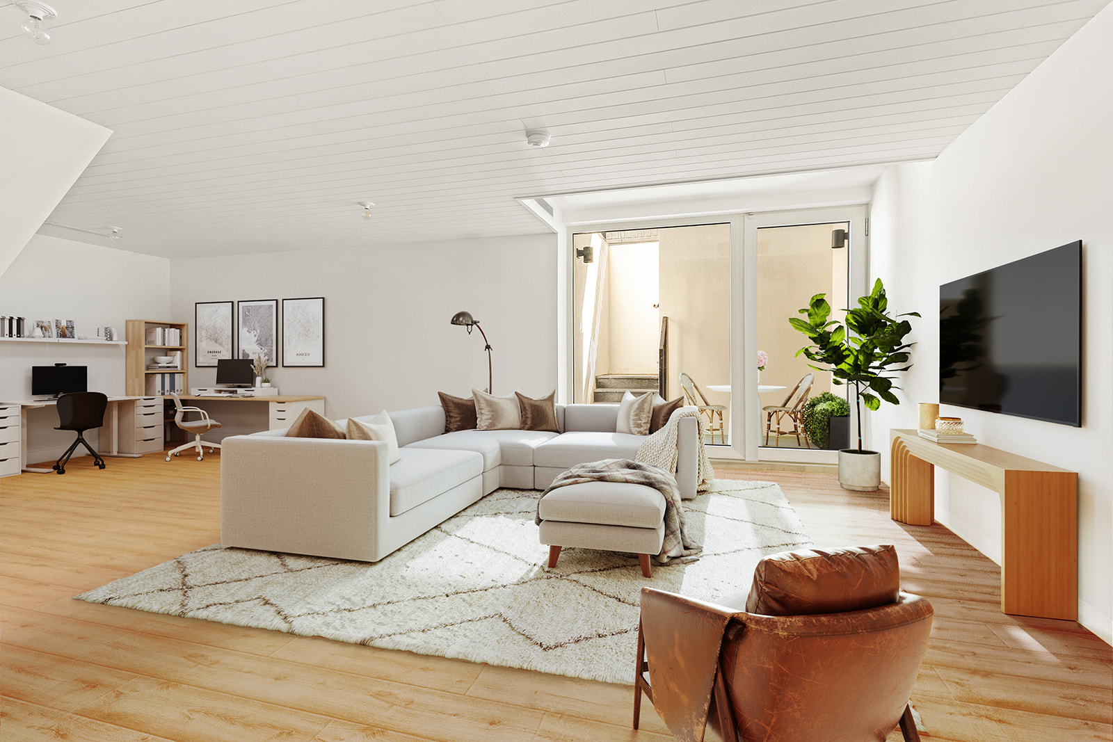 719 6th Avenue, Unit 1 Brooklyn, NY 11215 - Photo 8 of 10 a living room with furniture a flat screen tv and a potted plant