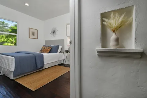 a small space with a hardwood floor