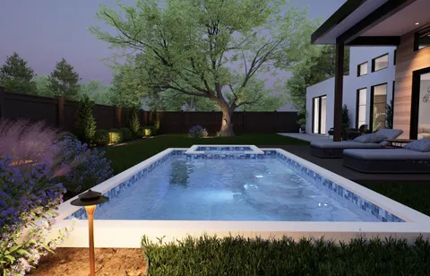 a view of a house with backyard and garden