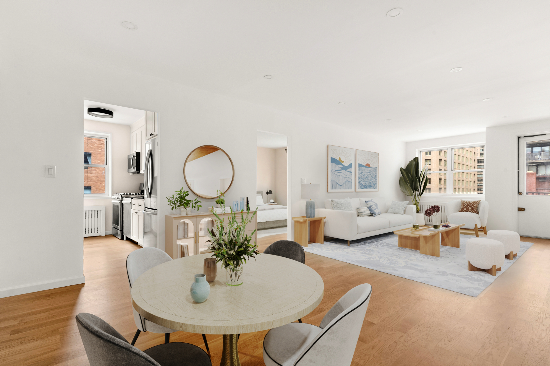 170 West 23rd Street, Unit 5N Manhattan, NY 10011 - Photo 3 of 17 a living room with furniture a fireplace and a table