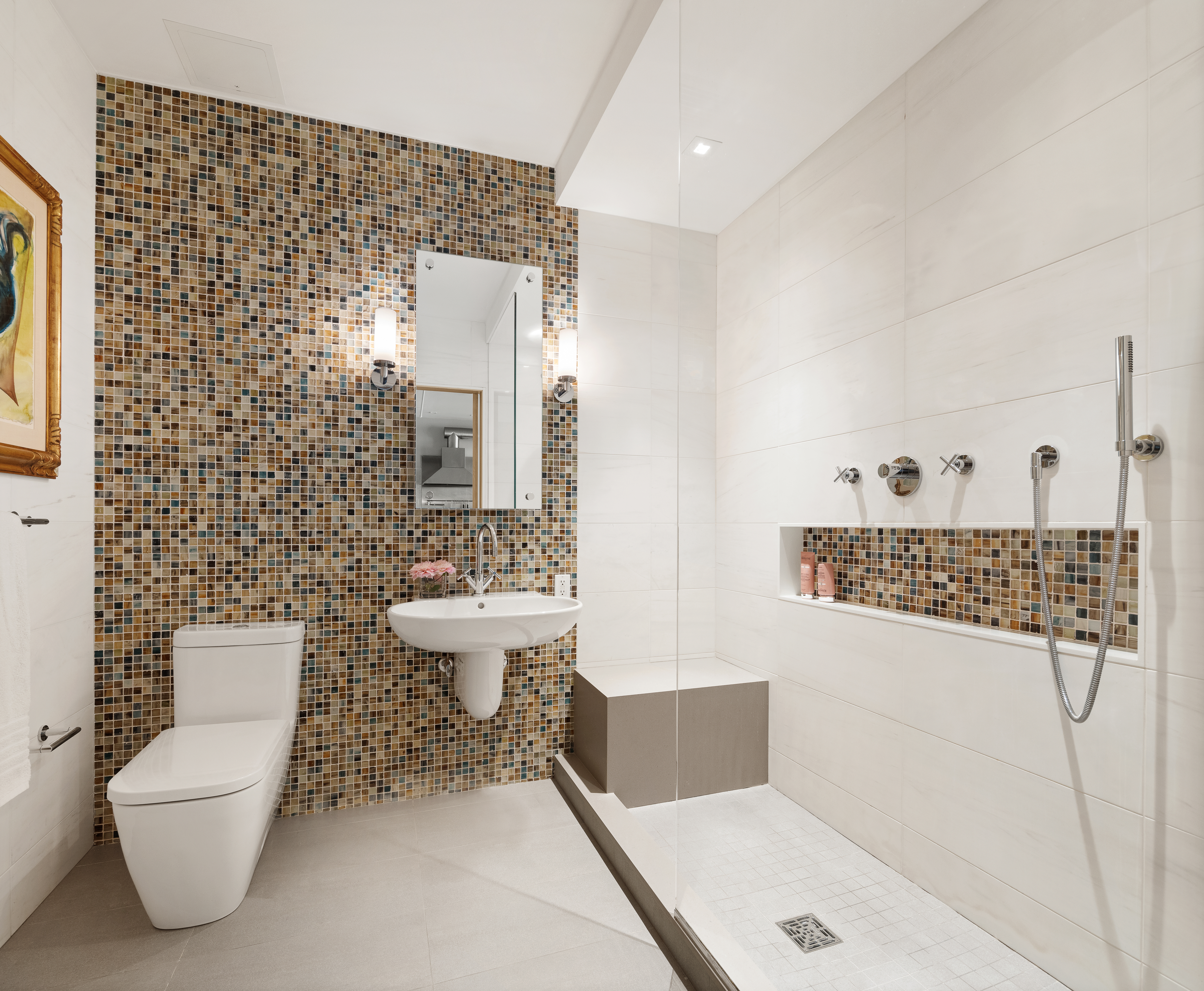 44 Laight Street, Unit 2A Manhattan, NY 10013 - Photo 10 of 28 a bathroom with a toilet sink and mirror