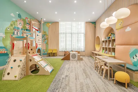 a living room with furniture and a window