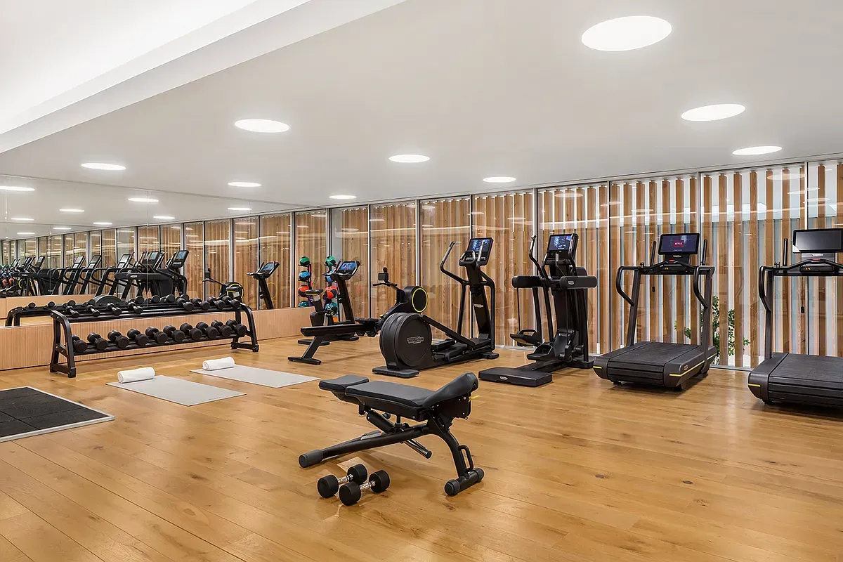 a view of room with wooden floor