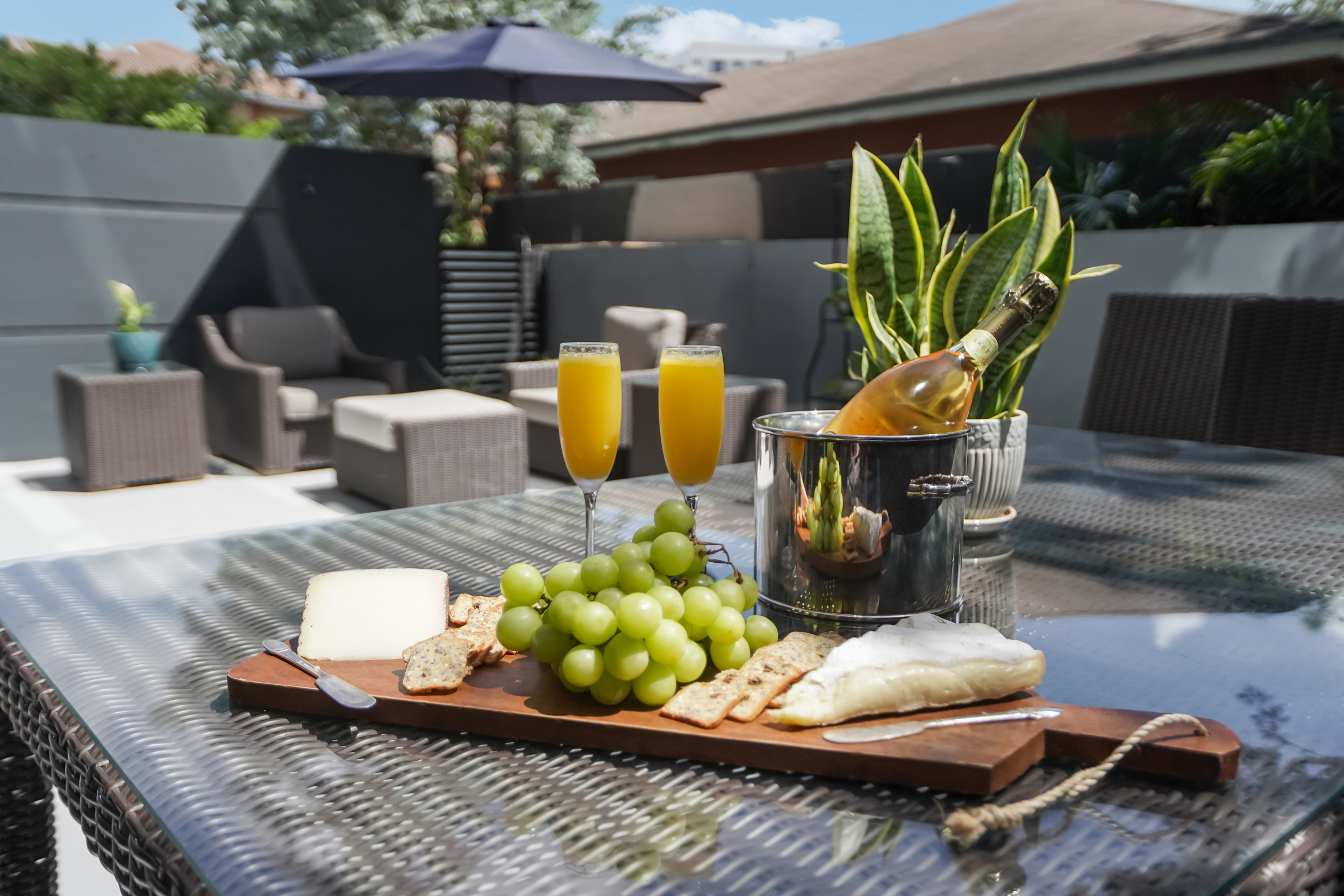 a outdoor living room with furniture