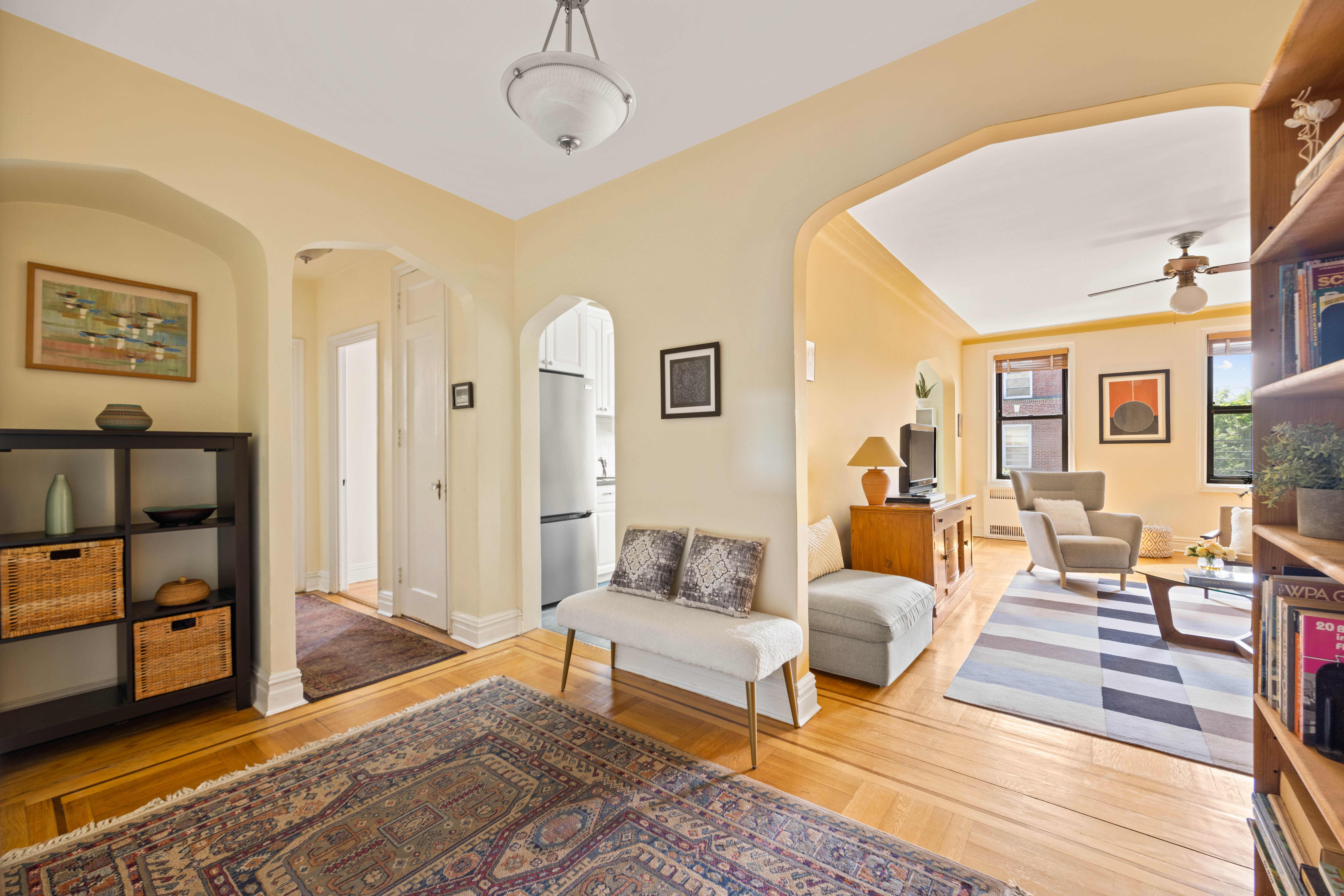 30 Ocean Parkway, Unit 5H Brooklyn, NY 11218 - Photo 3 of 17 a living room with furniture and wooden floor