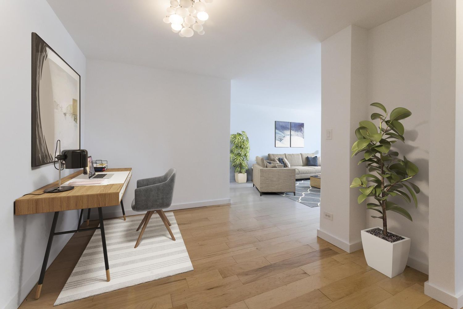 1270 5th Avenue, Unit 12C Manhattan, NY 10029 - Photo 4 of 18 a living room with furniture and a potted plant