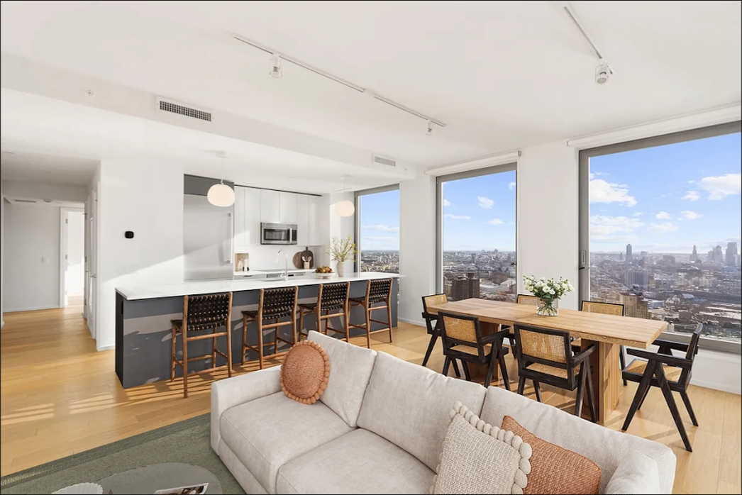 5 South 5th Street, Unit 5300 Brooklyn, NY 11249 - Photo 4 of 28 a living room with furniture a rug and a large window