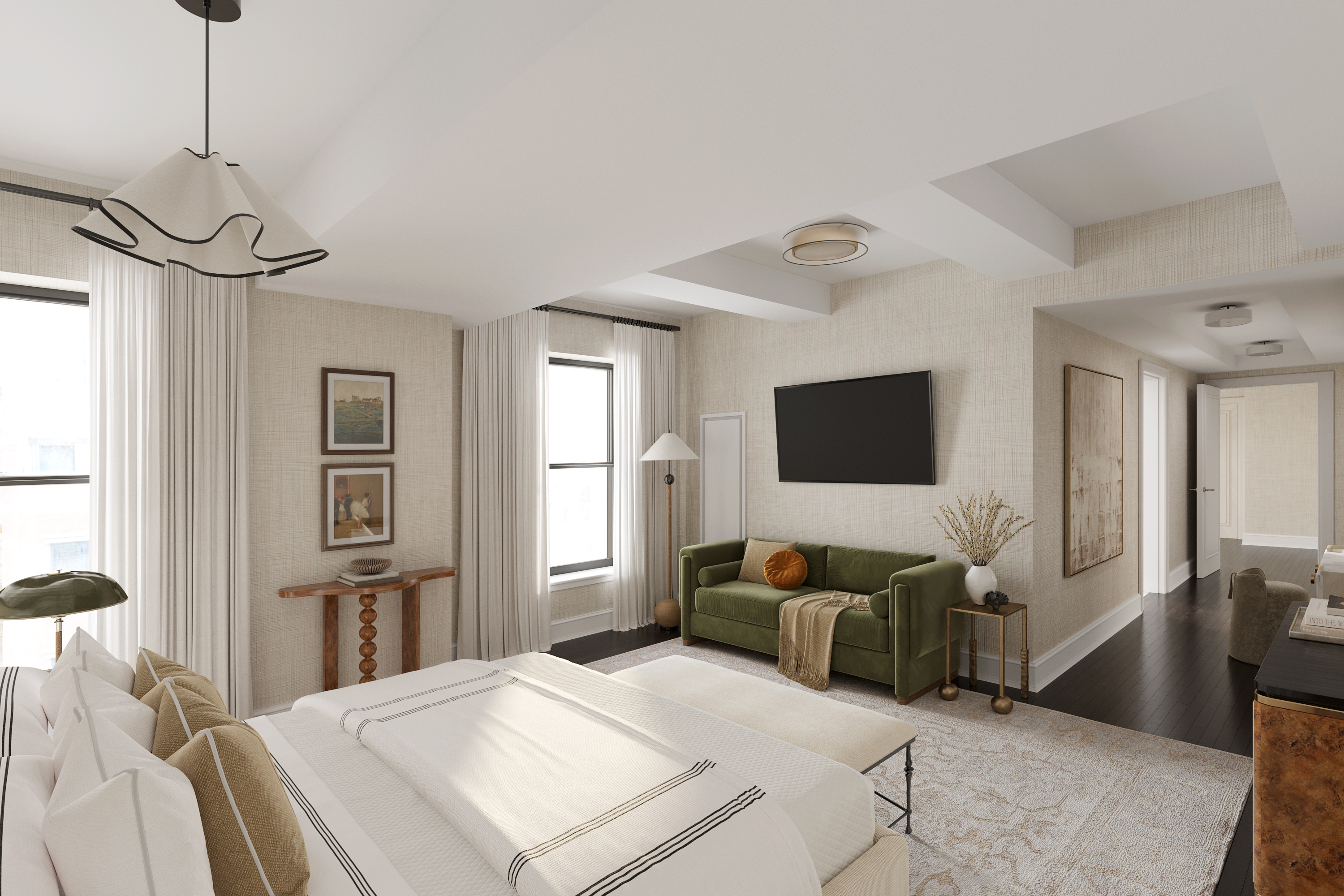 150 West 12th Street, Unit 3W Manhattan, NY 10011 - Photo 8 of 27 a bedroom with a bed and wooden floor