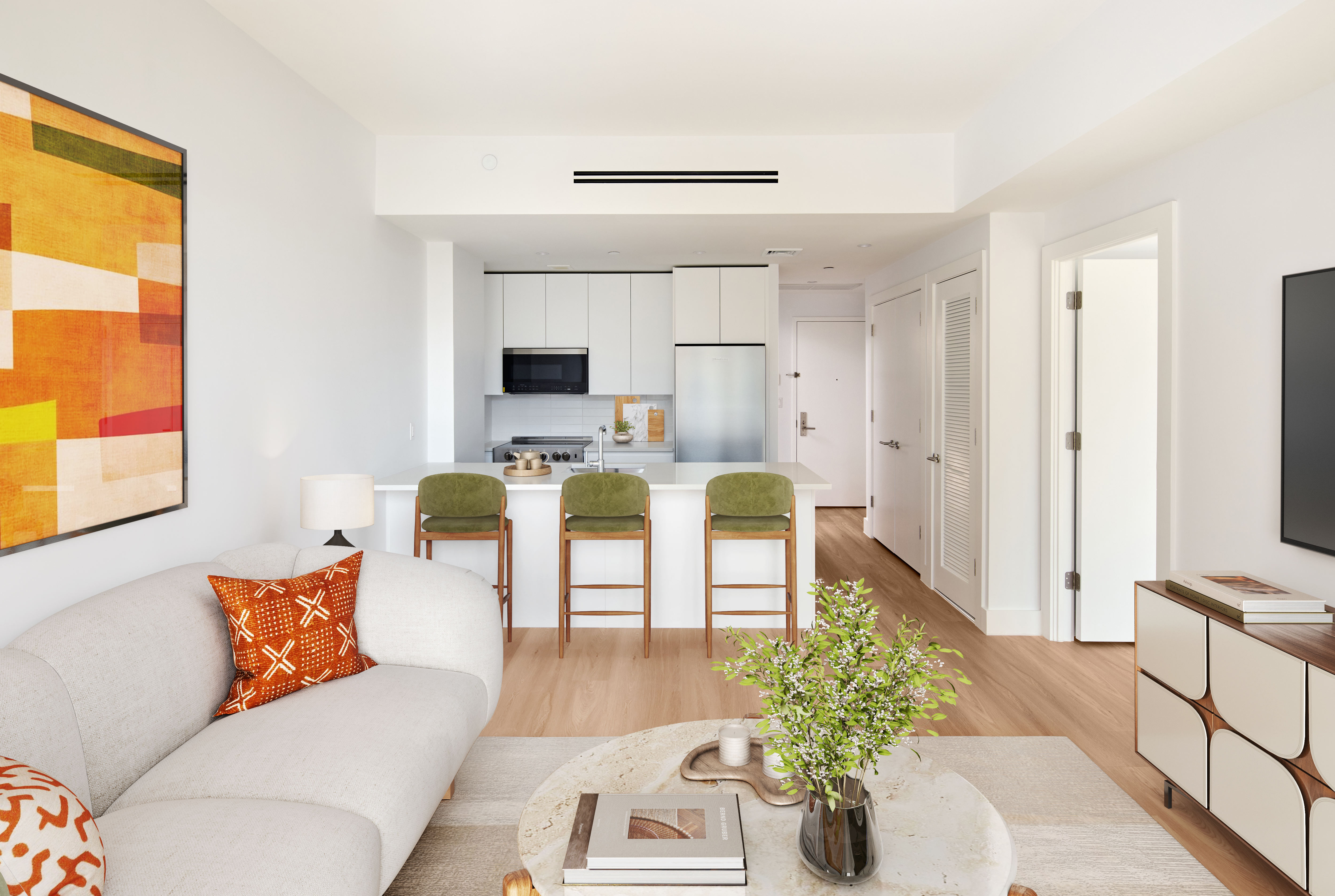 340 Lenox Road, Unit 3A Brooklyn, NY 11226 - Photo 2 of 25 a living room with furniture a flat screen tv and a table