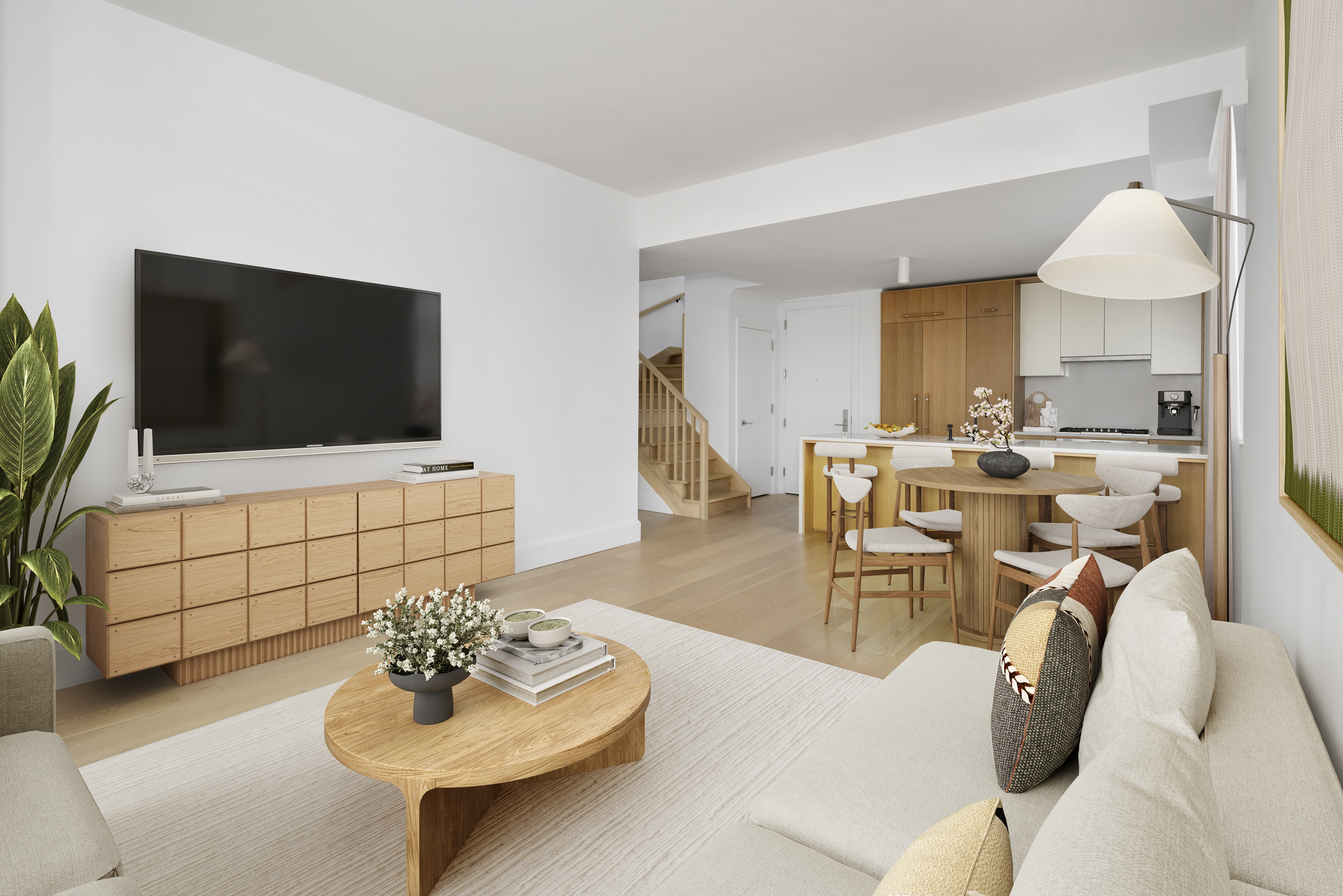 22-18 Jackson Avenue, Unit 719 Queens, NY 11101 - Photo 2 of 12 a living room with furniture and a flat screen tv