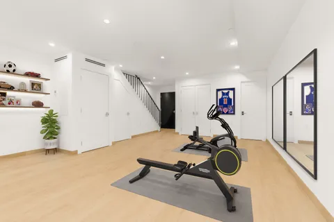 a view of a room with gym equipment