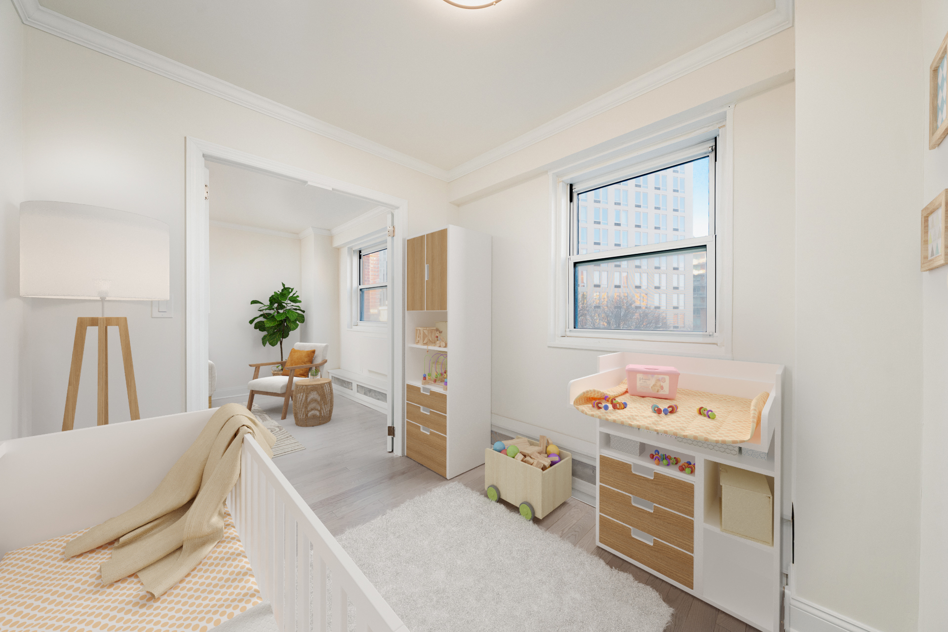 191 Willoughby Street, Unit 14J Brooklyn, NY 11201 - Photo 3 of 16 a bedroom with furniture and a window