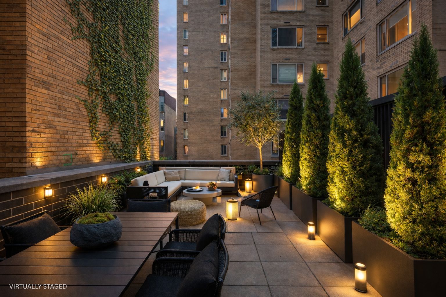 300 East 79th Street, Unit 2A Manhattan, NY 10075 - Photo 1 of 12 a view of a patio with couches and potted plants