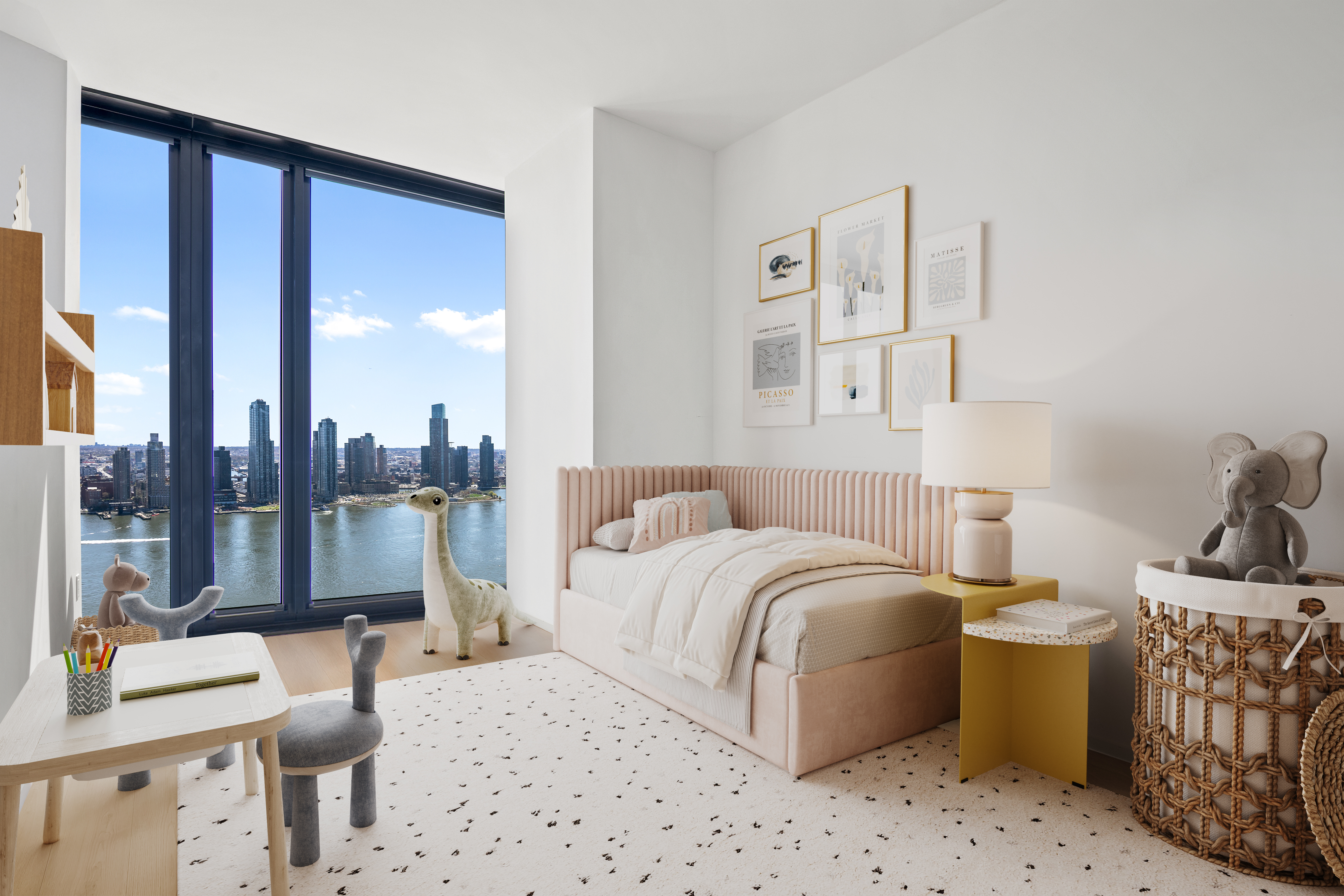 695 1st Avenue, Unit 33B Manhattan, NY 10016 - Photo 8 of 25 a bedroom with furniture and a large window