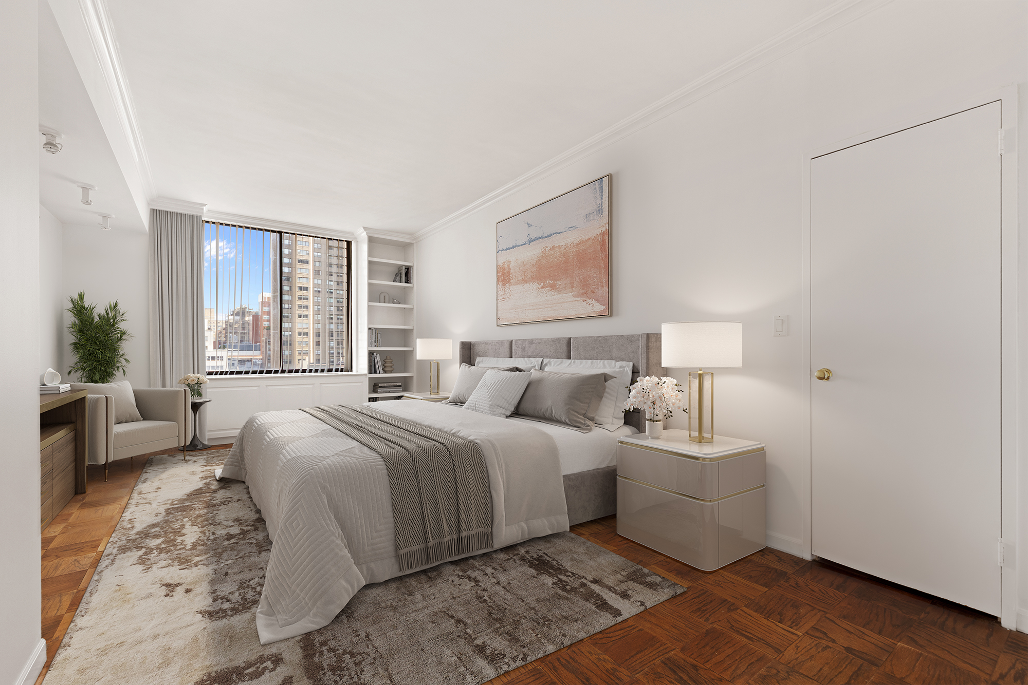 525 East 80th Street, Unit 11A Manhattan, NY 10075 - Photo 4 of 12 a bed room with a bed and a couch