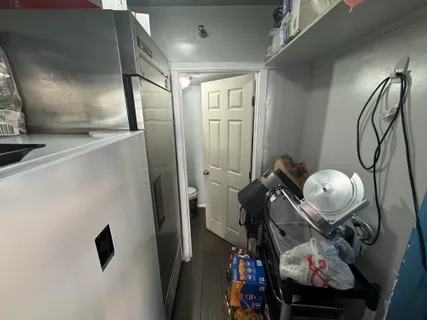 a bathroom with a mirror