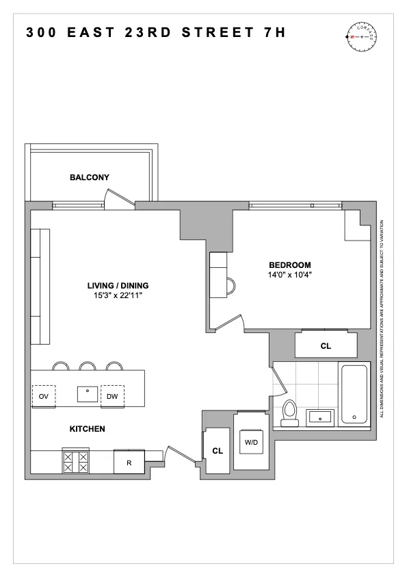 $6,600 | 300 East 23rd Street, Unit 7H | Gramercy