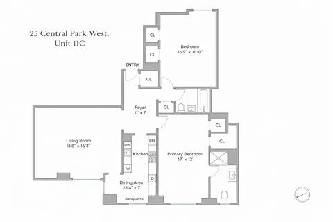 $2,850,000 | 25 Central Park West, Unit 11C | Upper West Side