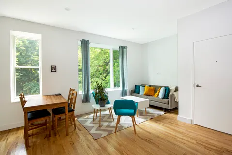 a workspace with wooden floor