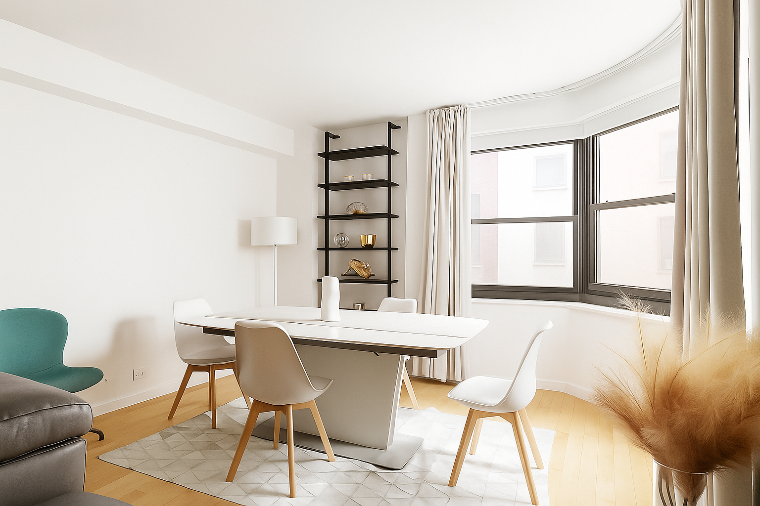 135 East 54th Street, Unit 6M Manhattan, NY 10022 - Photo 3 of 10 a view of a dining room with furniture and a large window
