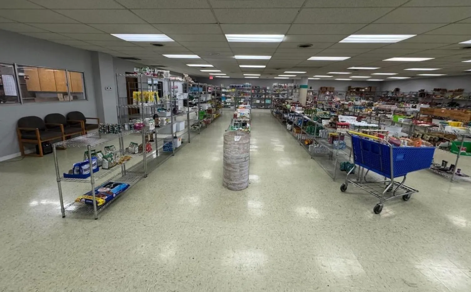 a room with gym equipment and a view