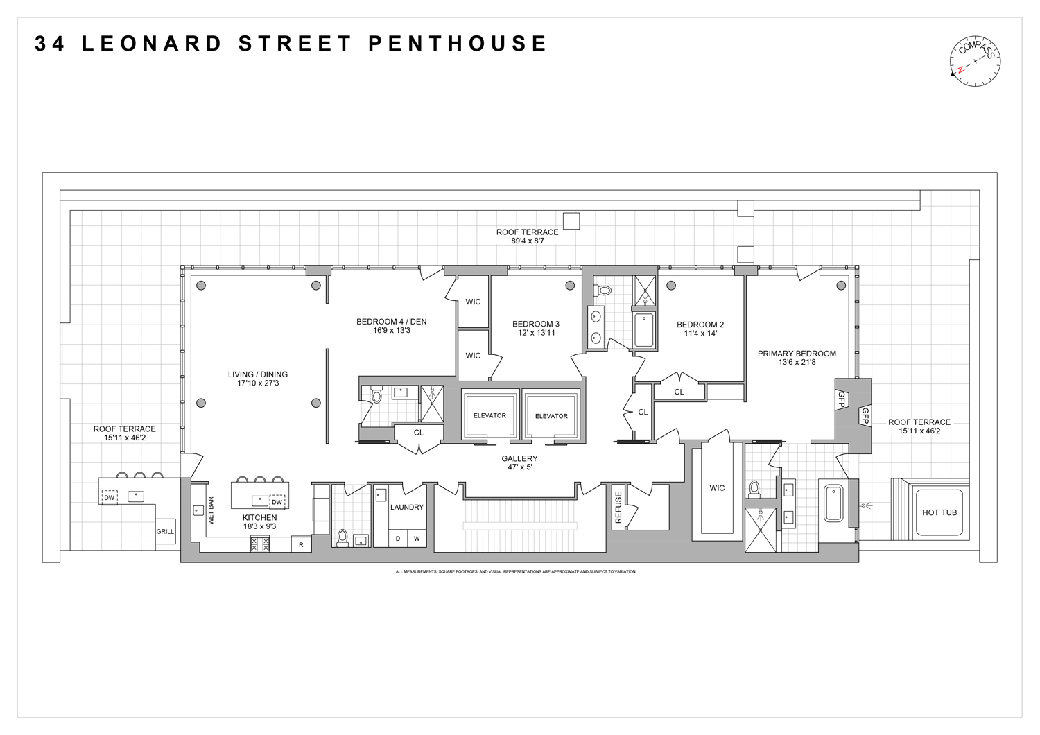 34 Leonard Street, Unit PH Manhattan, NY 10013 - Photo 30 of 30 a black and white photo of a living room