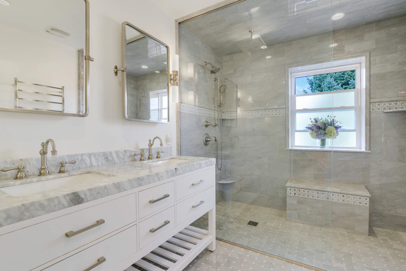 139 82nd Street Brooklyn, NY 11209 - Photo 14 of 23 a bathroom with a shower sink and mirror