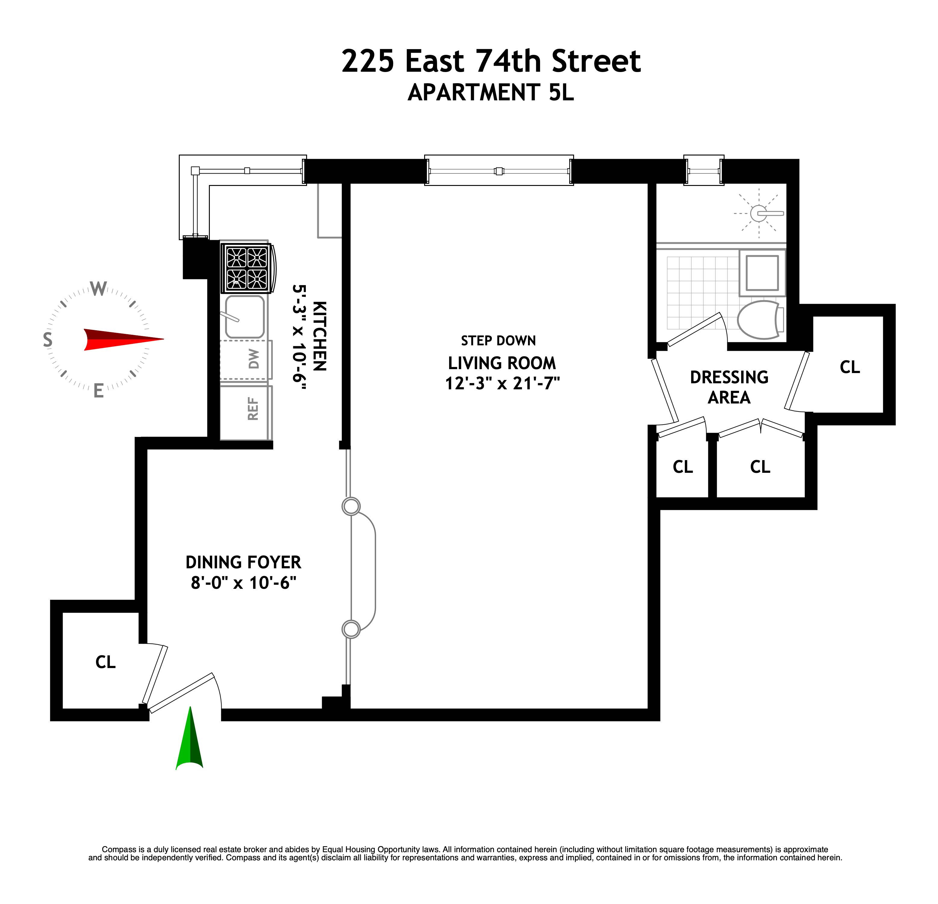 225 East 74th Street, Unit 5L Manhattan, NY 10021 - Photo 6 of 6 a picture of a floor plan