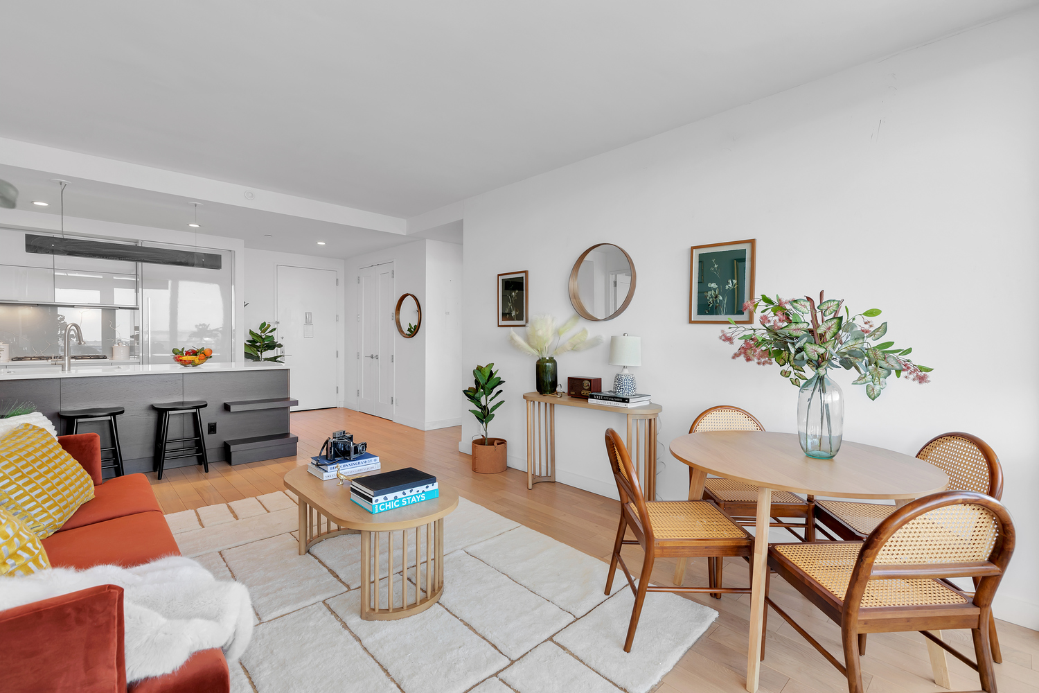 22 North 6th Street, Unit 18J Brooklyn, NY 11249 - Photo 3 of 18 a living room with furniture and clock