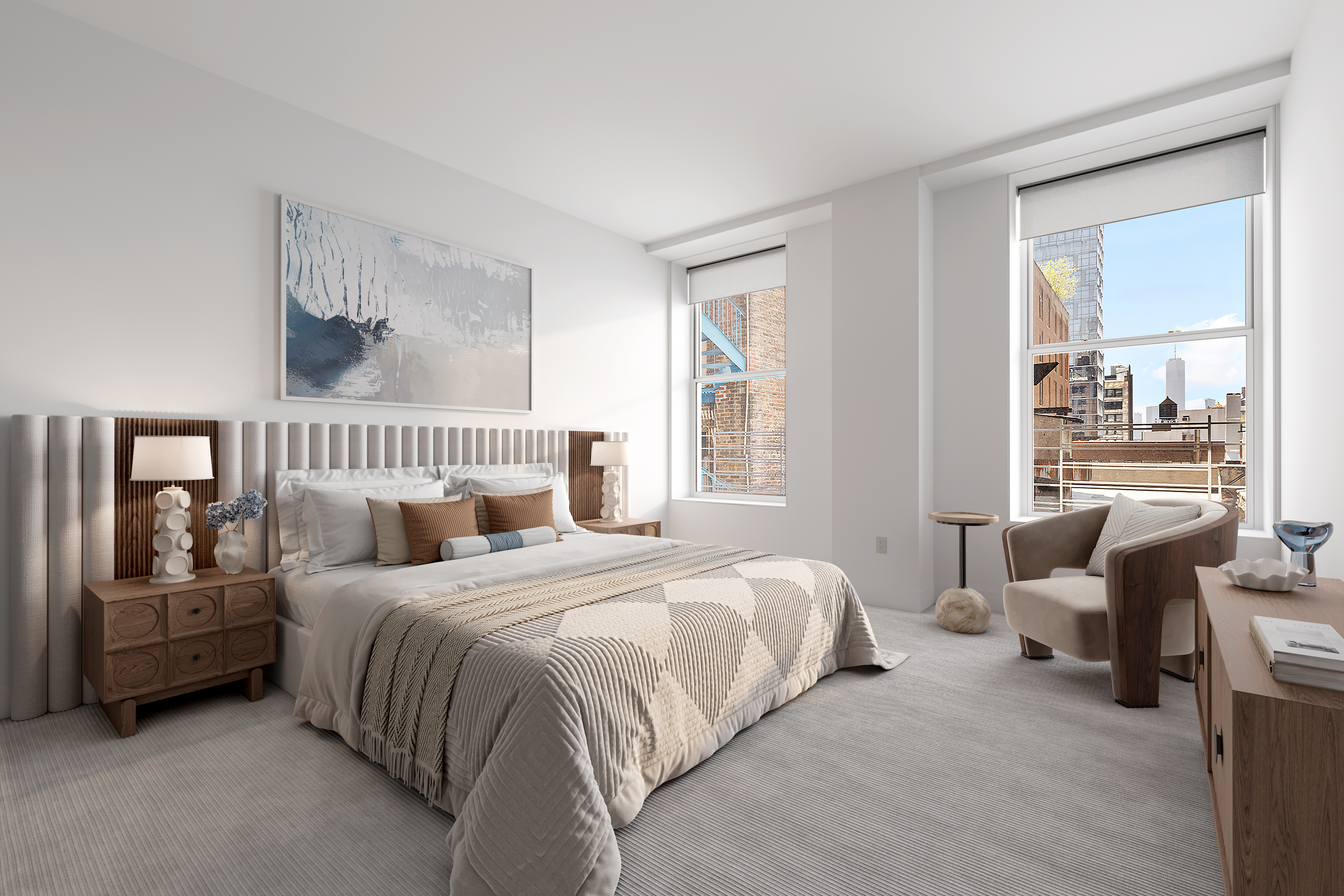 32 West 18th Street, Unit 7B Manhattan, NY 10011 - Photo 8 of 19 a bedroom with a bed couch and a window