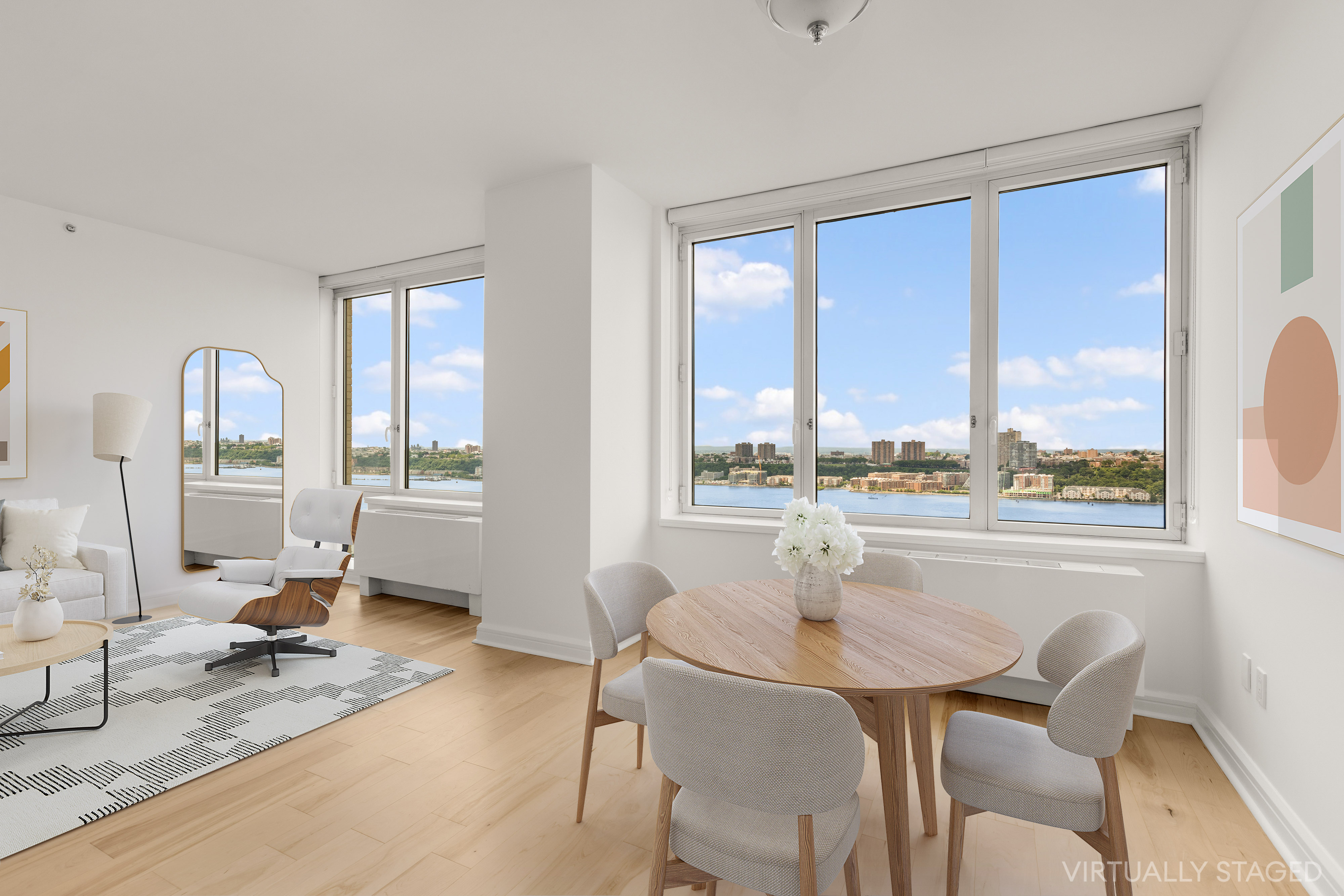 100 Riverside Boulevard, Unit 29C Manhattan, NY 10069 - Photo 3 of 15 a living room with furniture and a floor to ceiling window
