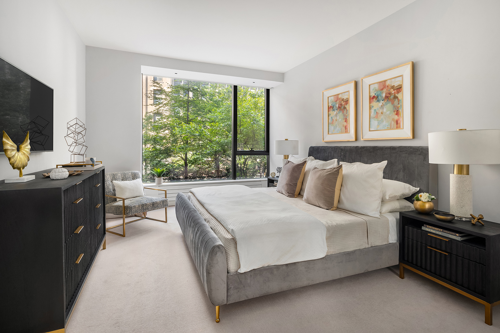 255 Hudson Street, Unit TH1 Manhattan, NY 10013 - Photo 4 of 8 a bed room with a bed and a night stand