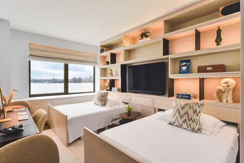 a living room with furniture