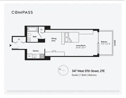 $825,000 | 347 West 57th Street, Unit 27E | Hell's Kitchen