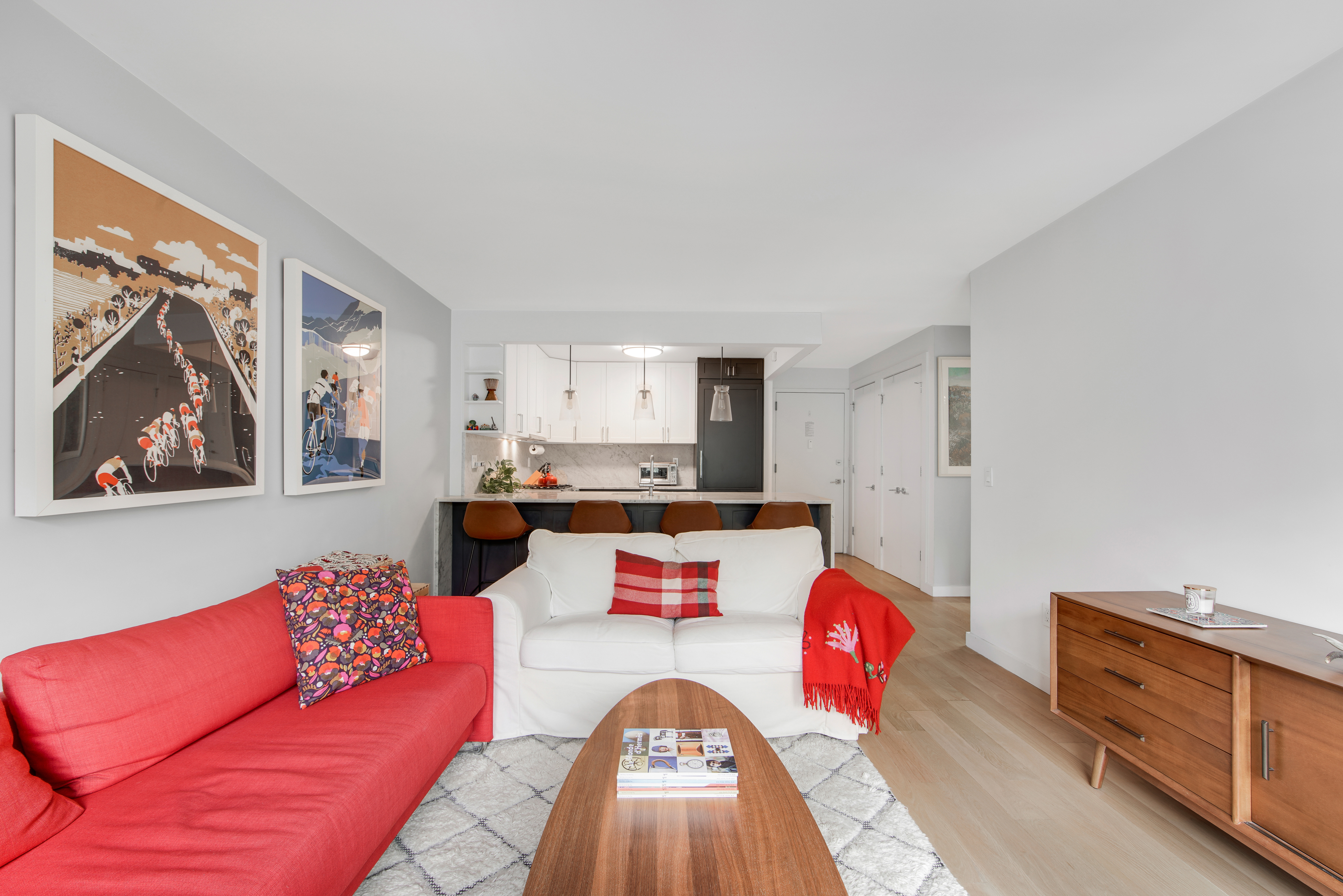 1330 5th Avenue, Unit 3F Manhattan, NY 10026 - Photo 3 of 16 a living room with furniture fireplace and flat screen tv