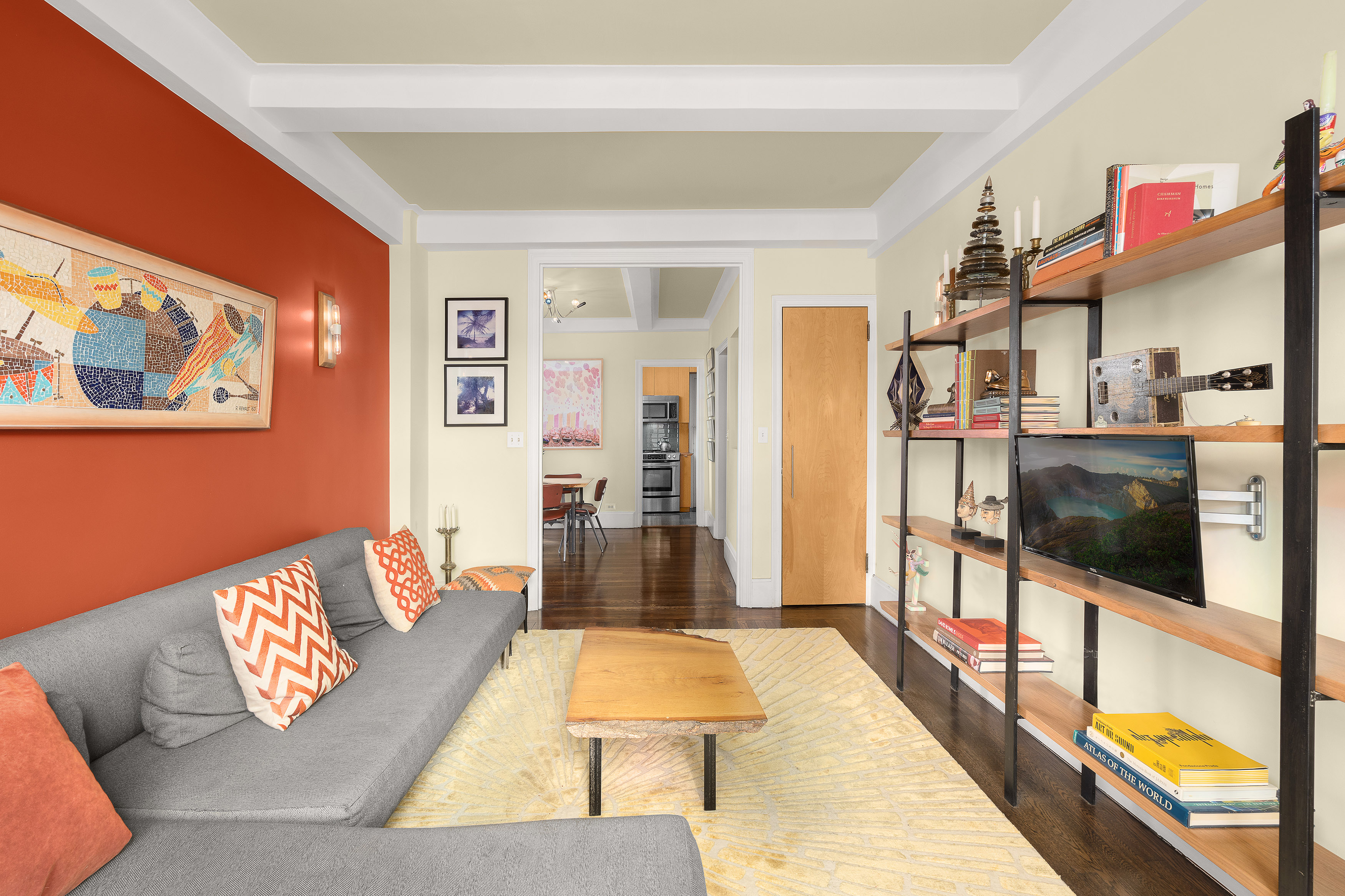 50 West 106th Street, Unit 6D Manhattan, NY 10025 - Photo 7 of 8 a living room with furniture and a flat screen tv