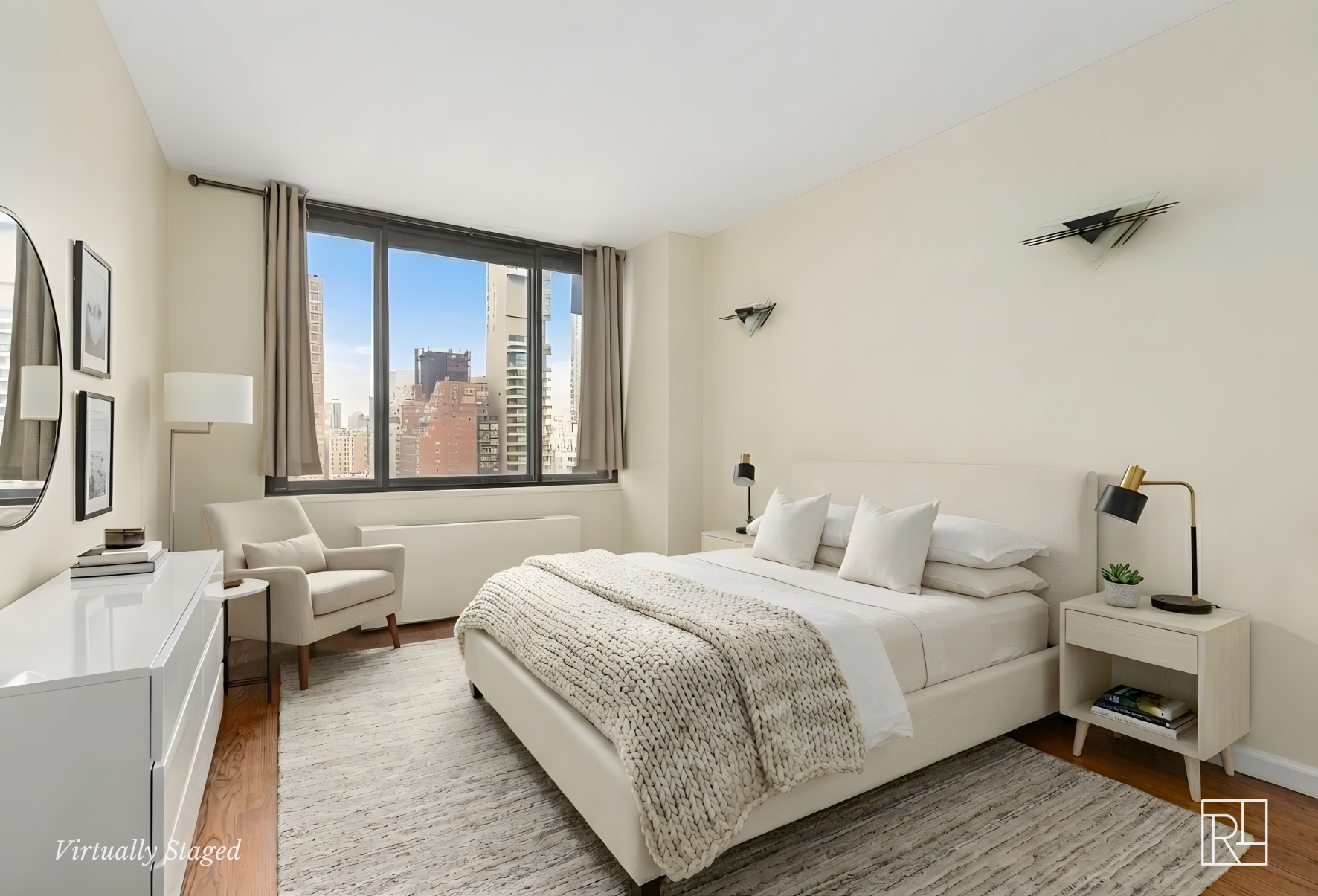 300 East 62nd Street, Unit 1501 Manhattan, NY 10065 - Photo 5 of 14 a bedroom with a bed and wooden floor