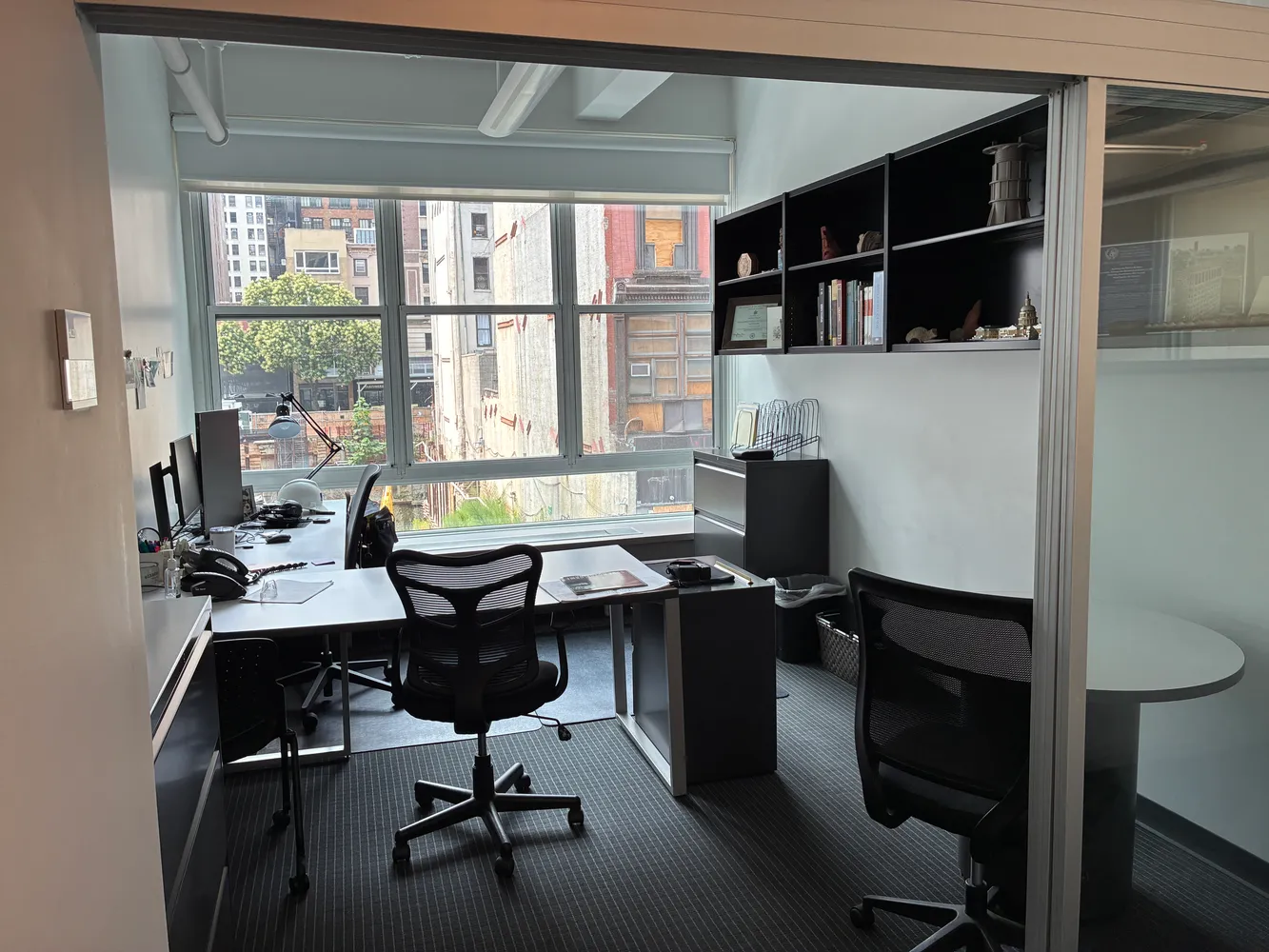 a view of a workspace with a window
