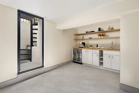 a view of workspace with cabinet