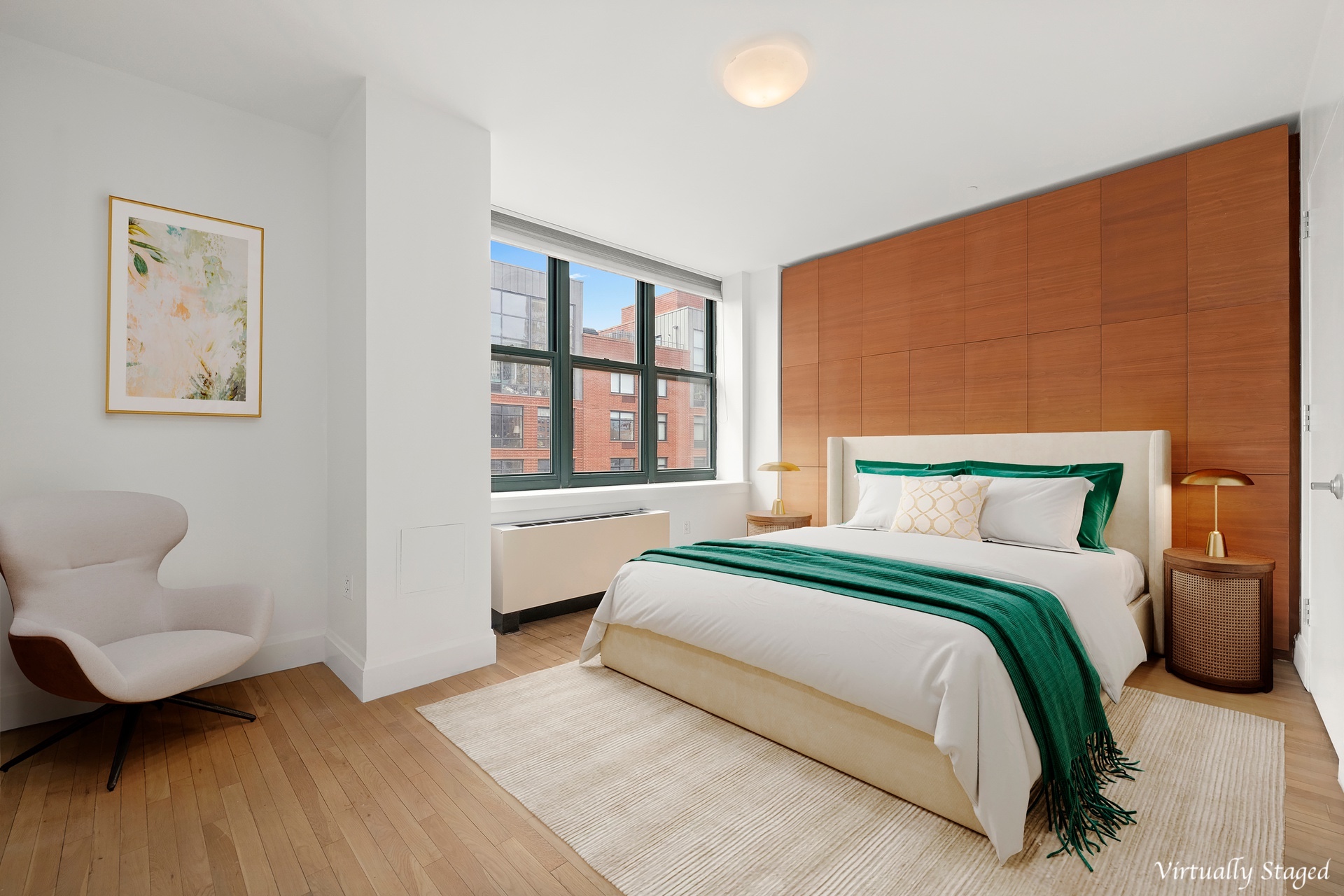 199 State Street, Unit PHD Brooklyn, NY 11201 - Photo 6 of 11 a bedroom with a bed and wooden floor