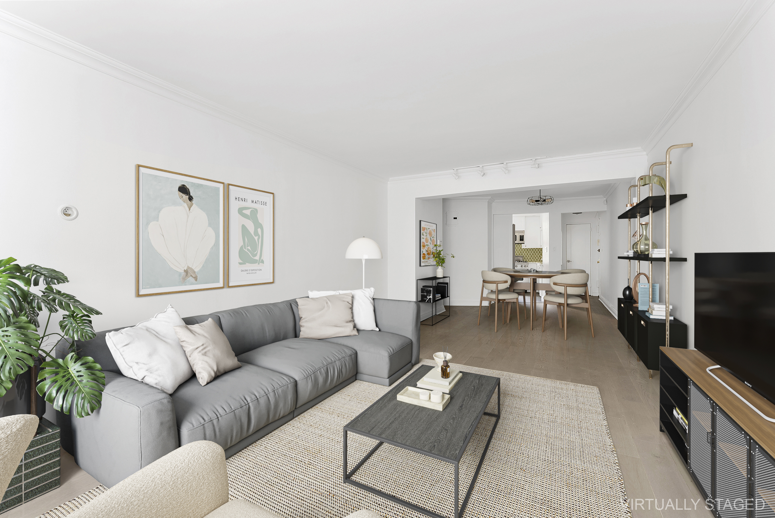 100 Bank Street, Unit 1H Manhattan, NY 10014 - Photo 3 of 10 a living room with furniture and a flat screen tv