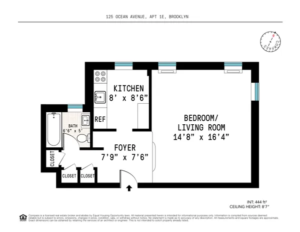 $2,400 | 125 Ocean Avenue, Unit 1E | Prospect Lefferts Gardens