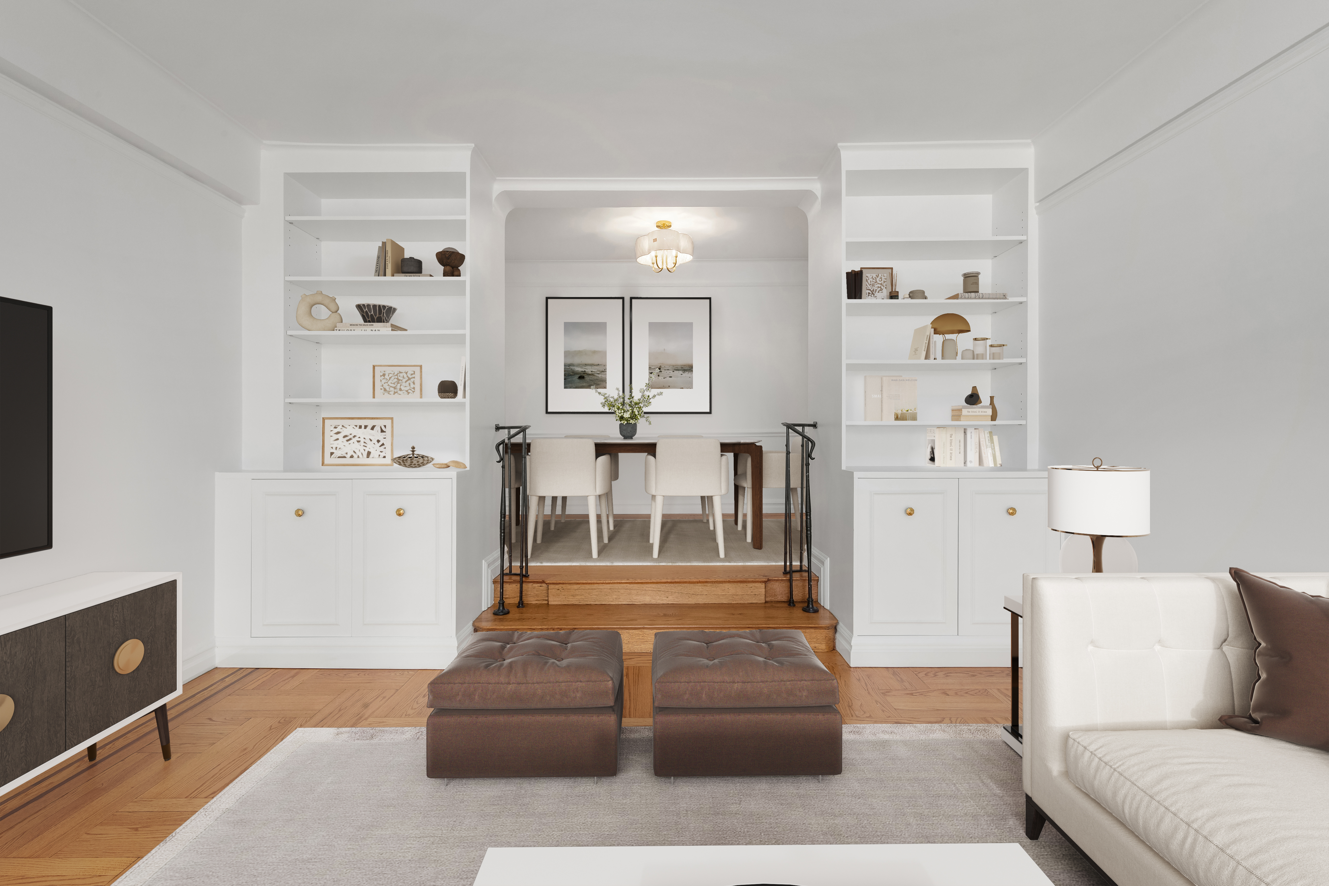 110 East 87th Street, Unit 5C Manhattan, NY 10128 - Photo 3 of 13 a living room with furniture and wooden floor