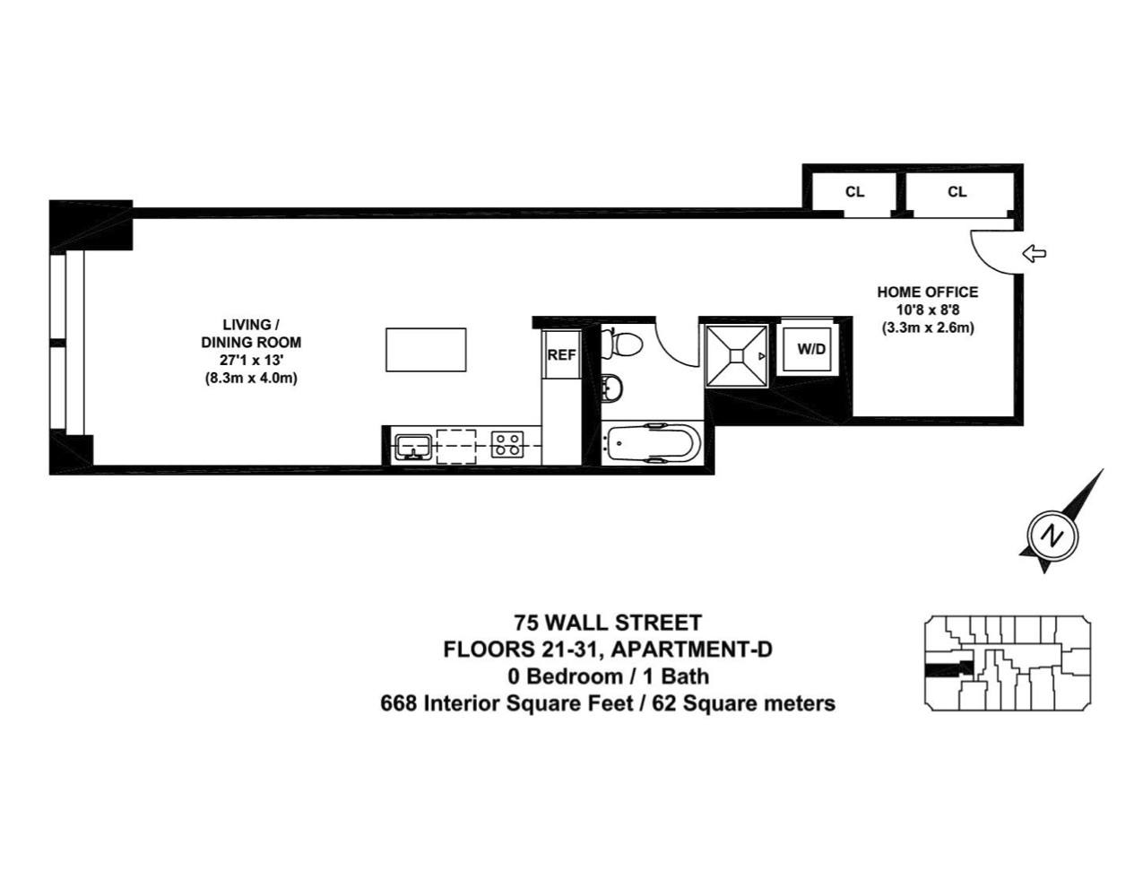 75 Wall Street, Unit 26D Manhattan, NY 10005 - Photo 9 of 9 Gallery Image 9