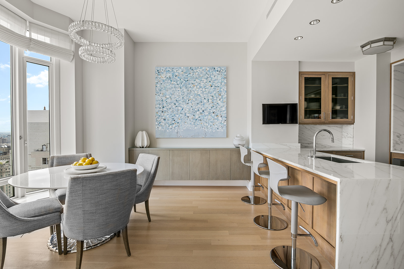 30 Park Place, Unit 43A Manhattan, NY 10007 - Photo 2 of 13 a dining room with furniture and window