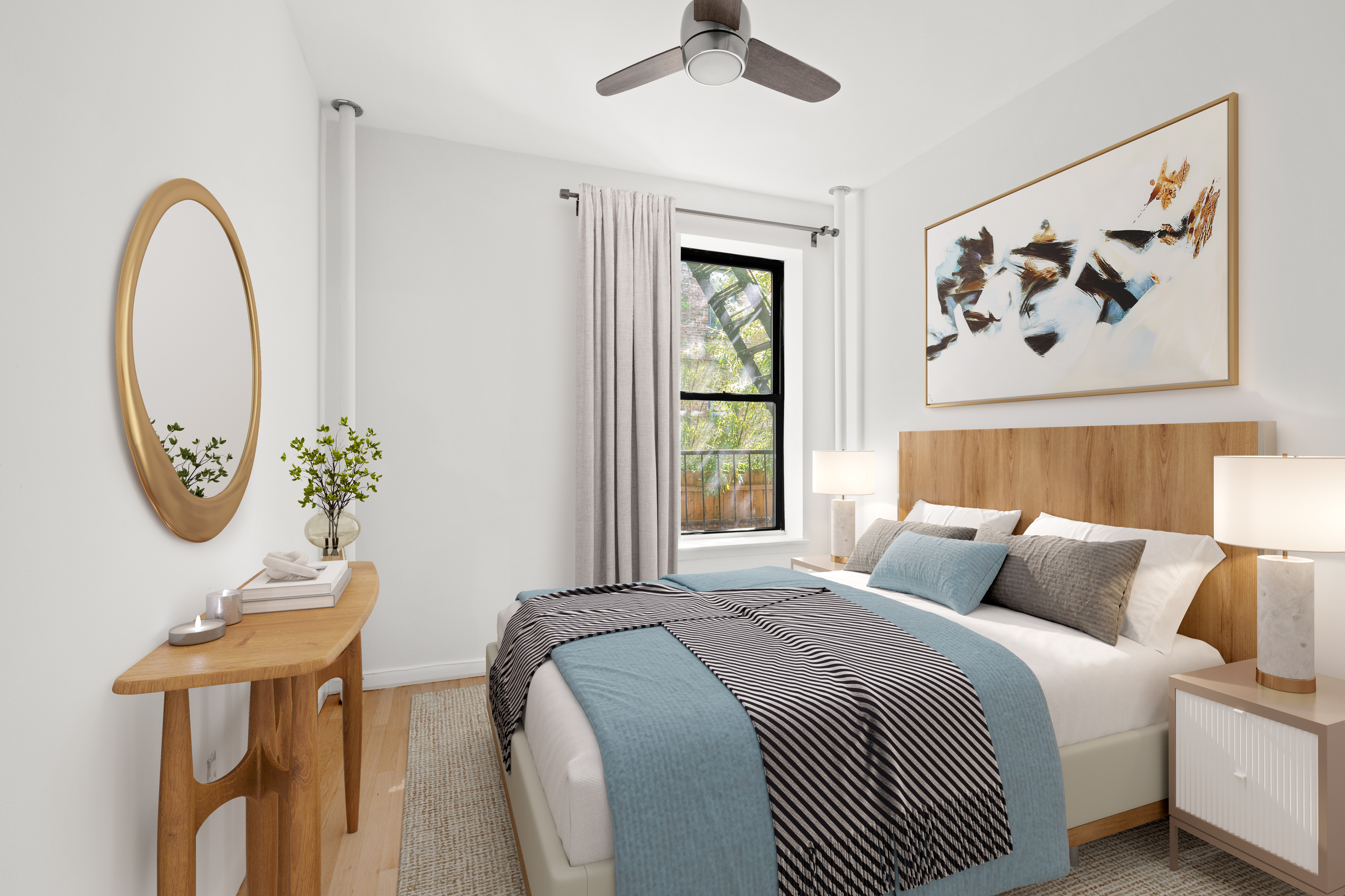 436 Sterling Place, Unit 10 Brooklyn, NY 11238 - Photo 4 of 6 a bedroom with a bed and a painting on the wall