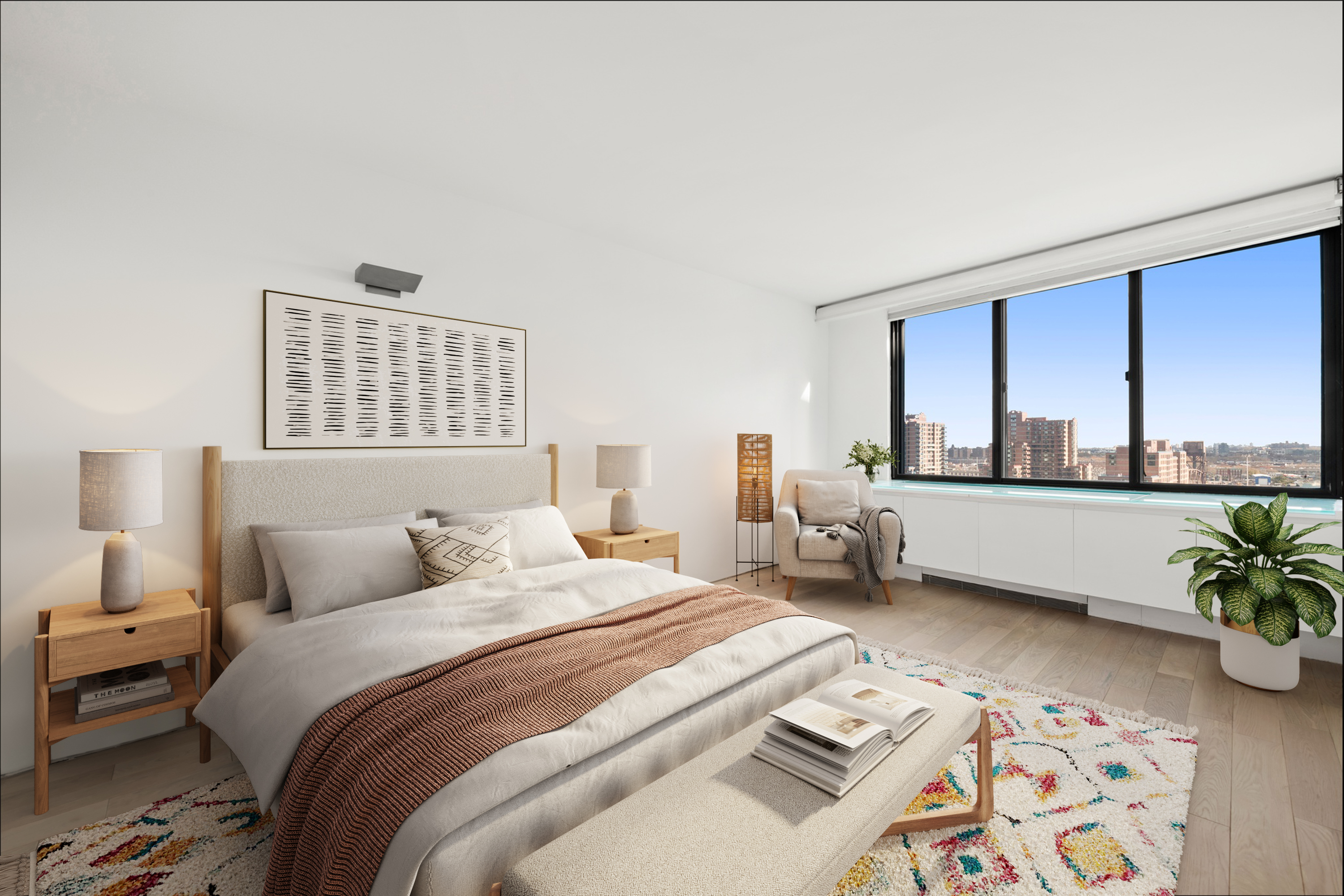 530 East 72nd Street, Unit 14E Manhattan, NY 10021 - Photo 11 of 19 a bedroom with a bed couch and a window